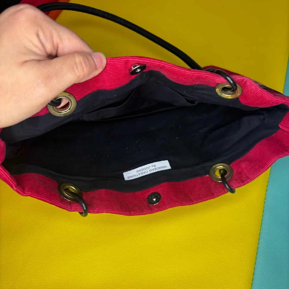 University of Nebraska Huskers‎ Corduroy Red Tote Black Rope Handmade Bag